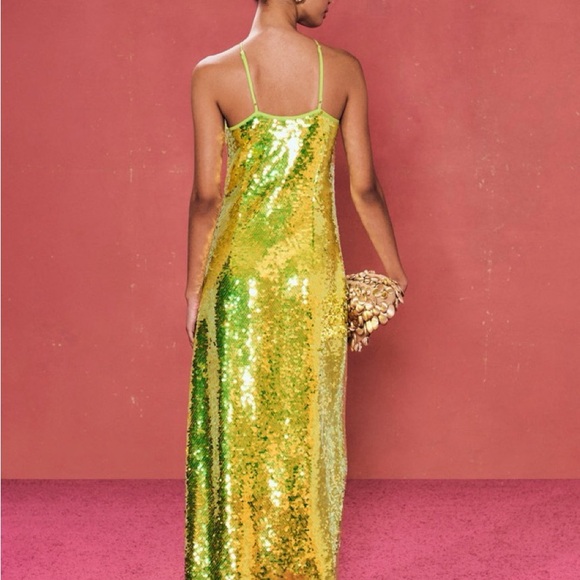 Cult Gaia Women Green Lily Sequin Sleeveless Dress Size S - Picture 7 of 12